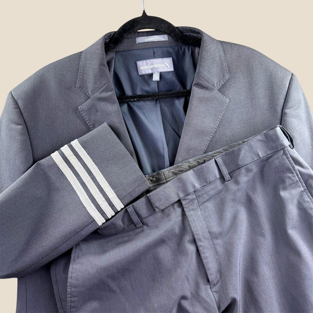 American Airlines Twinhill Jacket Pants Set Men 46 Short 36x32 Captain Uniform